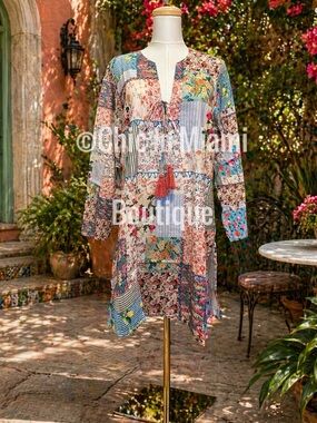 Antica Sartoria 2026 Patchwork Floral Tunic in Multicolor